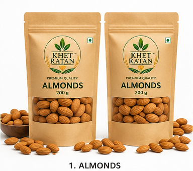 KHET RATAN Premium California Almonds (Badam) – Crunchy & Nutritious Dry Fruit