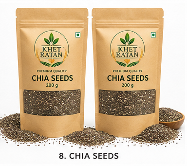 KHET RATAN Premium Chia Seeds – Fiber & Protein Rich Superfood