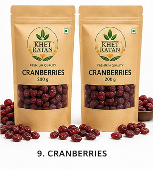 KHET RATAN Premium Dried Cranberries – Sweet & Tangy Antioxidant Snack