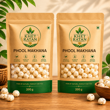 Khet Ratan Premium Phool Makhana (Fox Nuts) | Gluten Free | High Protein Healthy Snack