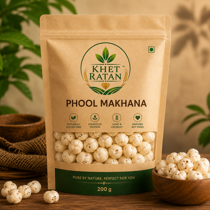 Khet Ratan Premium Phool Makhana (Fox Nuts) | Gluten Free | High Protein Healthy Snack