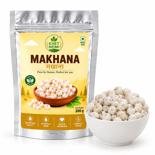 Khet Ratan Premium Phool Makhana (Fox Nuts) - 6+ Suta Handpicked Jumbo Makhana, No Size Mixing, 100% Pure & Natural, Plant-Based & Gluten-Free Healthy Snack.
